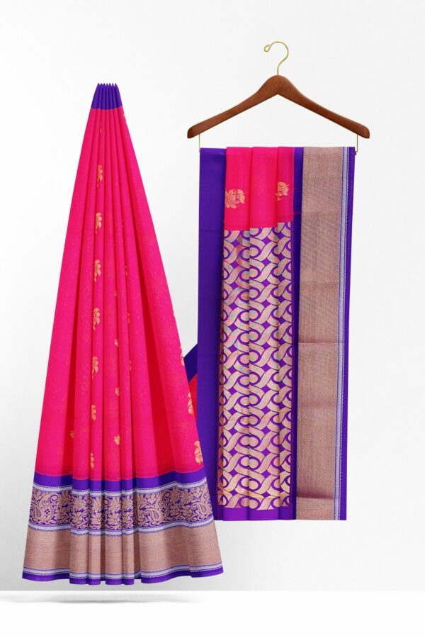 Pink Saree with Purple border