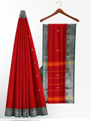 Red saree with green border