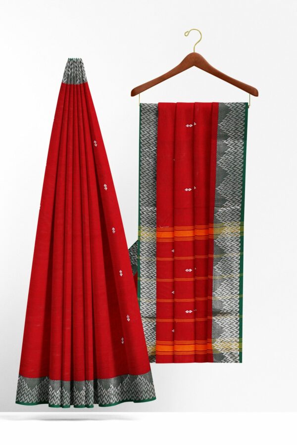Red saree with green border