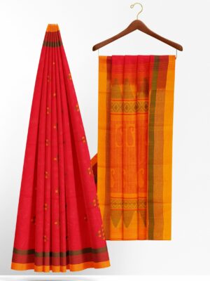Red saree with orange border