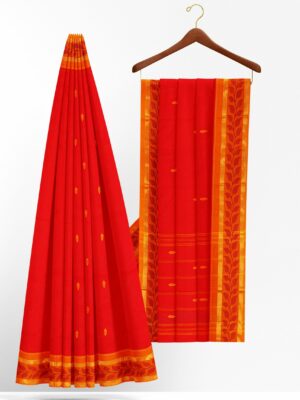 Red saree with orange border