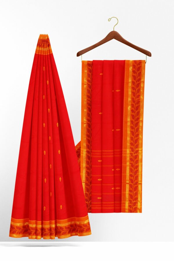 Red saree with orange border