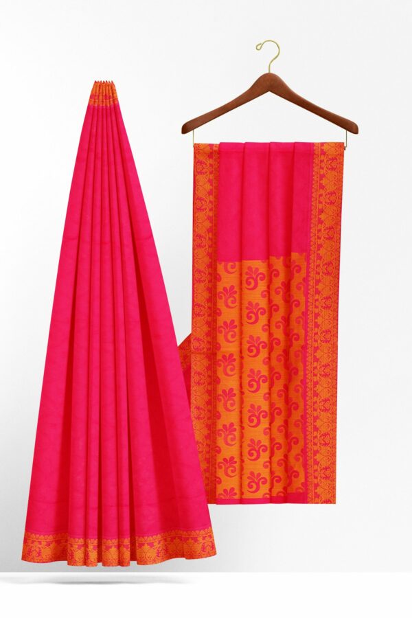 Red saree with orange border