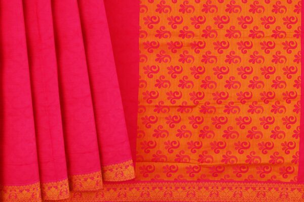 Red saree with orange border - Image 4