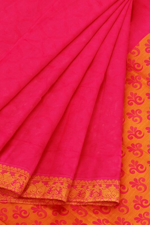 Red saree with orange border - Image 6