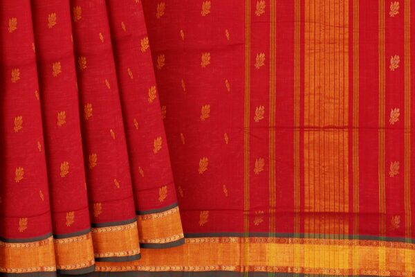Red saree with yellow border - Image 4
