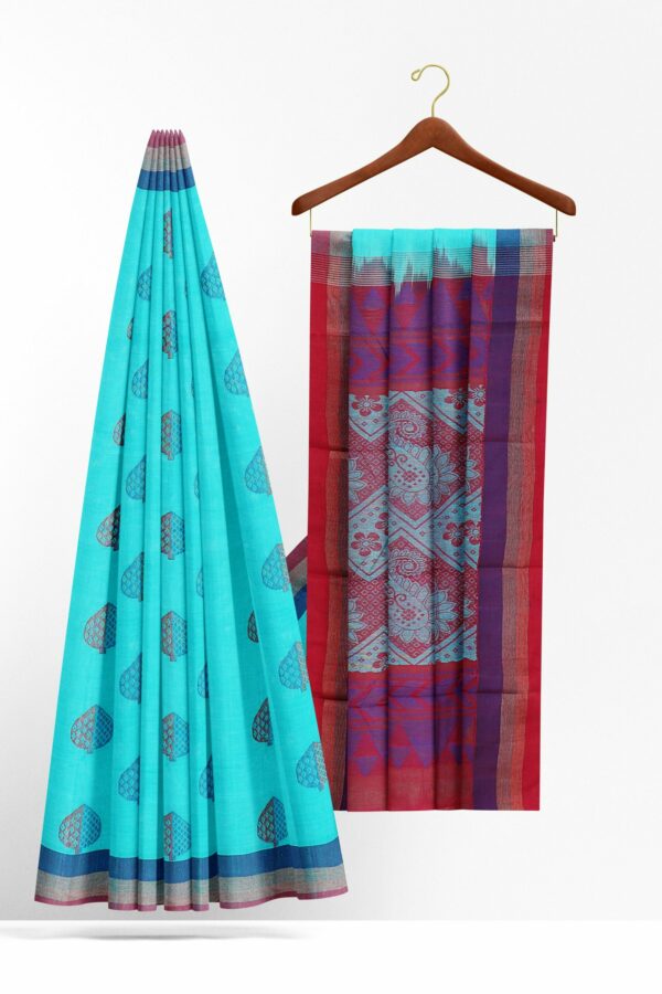 Sky blue Saree with Blue border