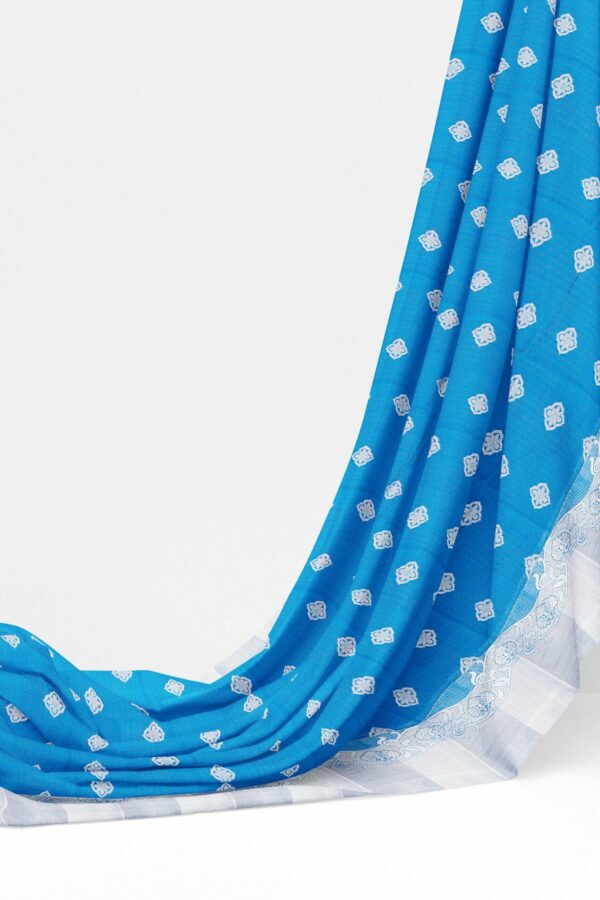 Sky blue Saree with silver border - Image 3