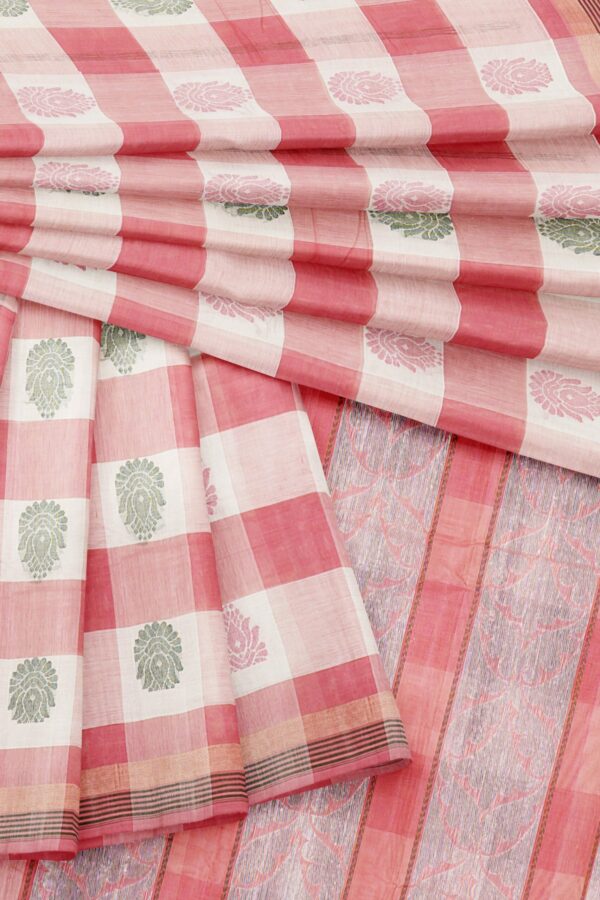 White saree with red border - Image 5