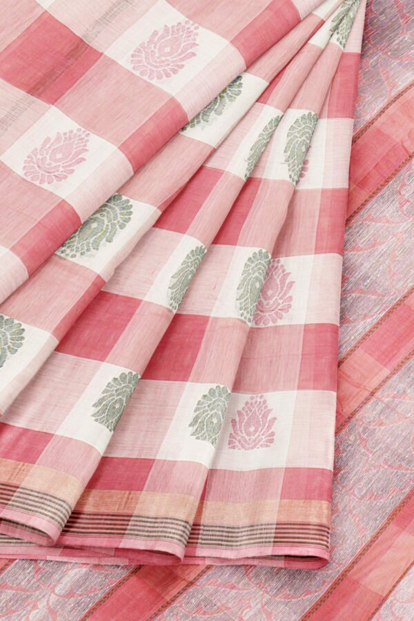 White saree with red border - Image 6