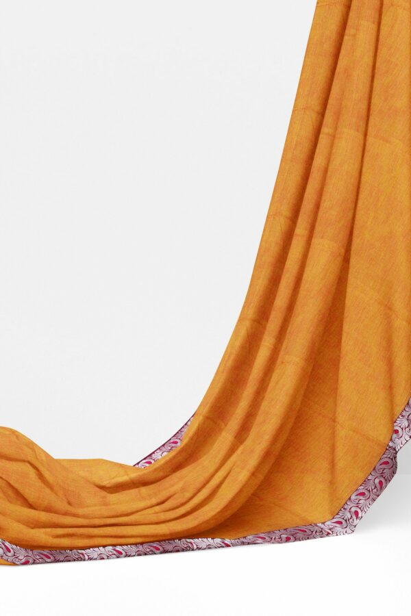 Yellow Saree with Maroon silver border - Image 3