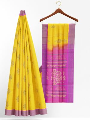 Yellow Saree with Purple border