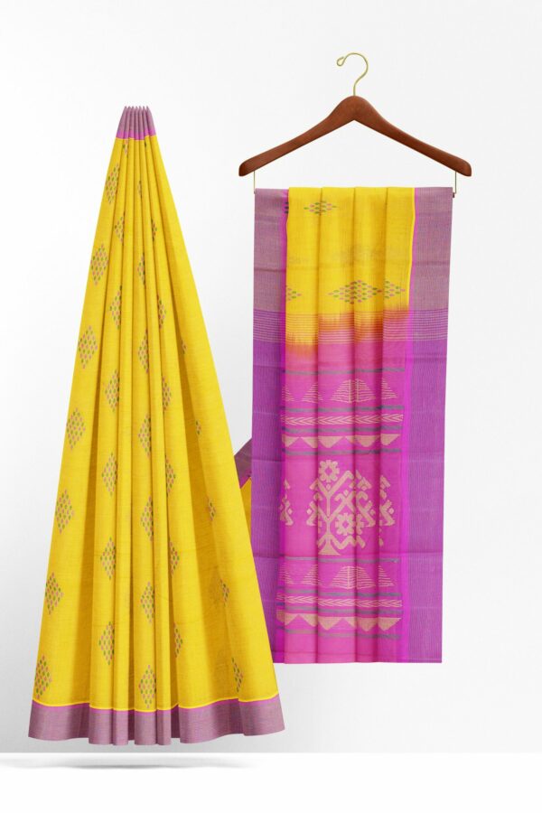 Yellow Saree with Purple border
