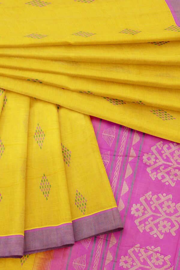 Yellow Saree with Purple border - Image 5