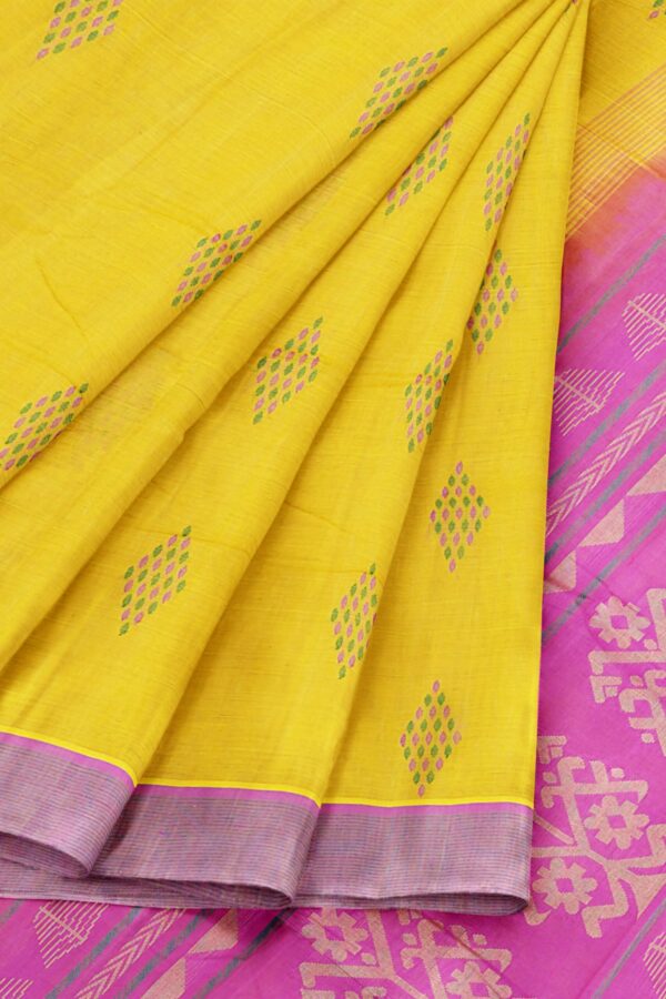 Yellow Saree with Purple border - Image 6