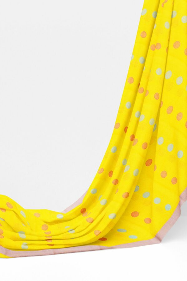Yellow Saree with Purple border - Image 3