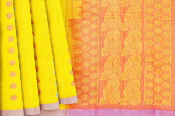 Yellow Saree with Purple border - Image 4