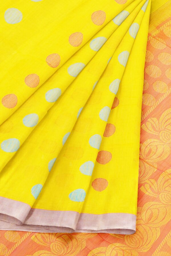 Yellow Saree with Purple border - Image 6