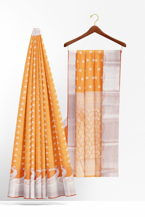Yellow saree with silver border