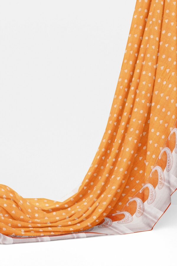 Yellow saree with silver border - Image 3