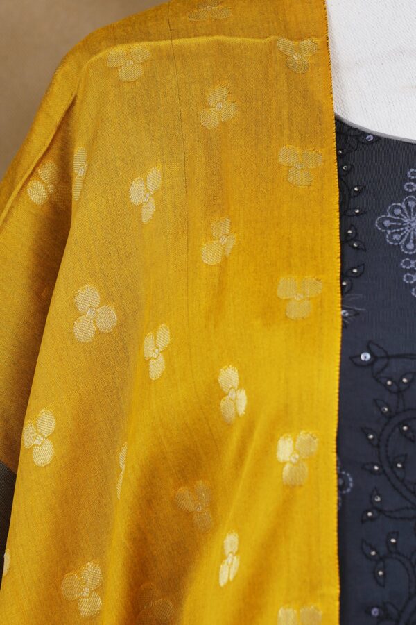Black and grey design top with black bottom and yellow grey shawl kurti - Image 3