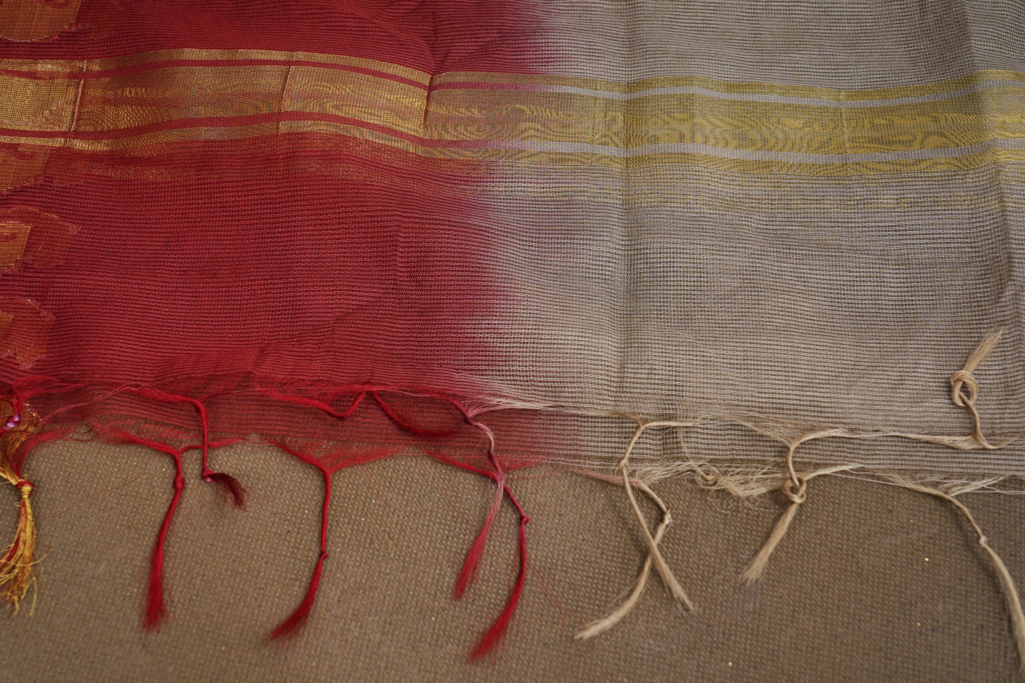 Black floral design top with black and red shawl - Image 5