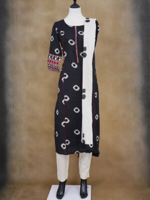 Black top with white bottom and white shawl kurti