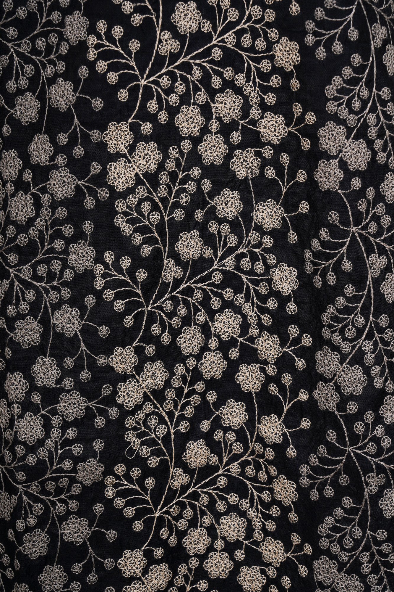 Black with floral top and dark beige bottom with black shawl kurti - Image 4