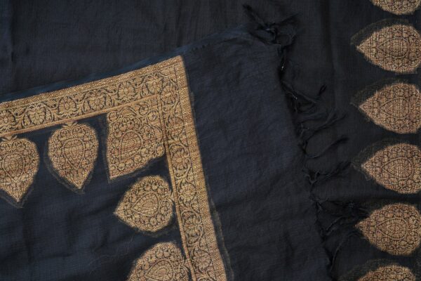 Black with floral top and dark beige bottom with black shawl kurti - Image 6