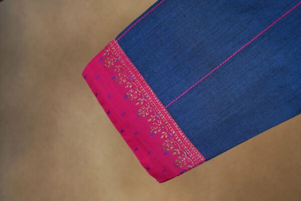 Blue and pink floral design top with blue bottom and pink shawl kurti - Image 5