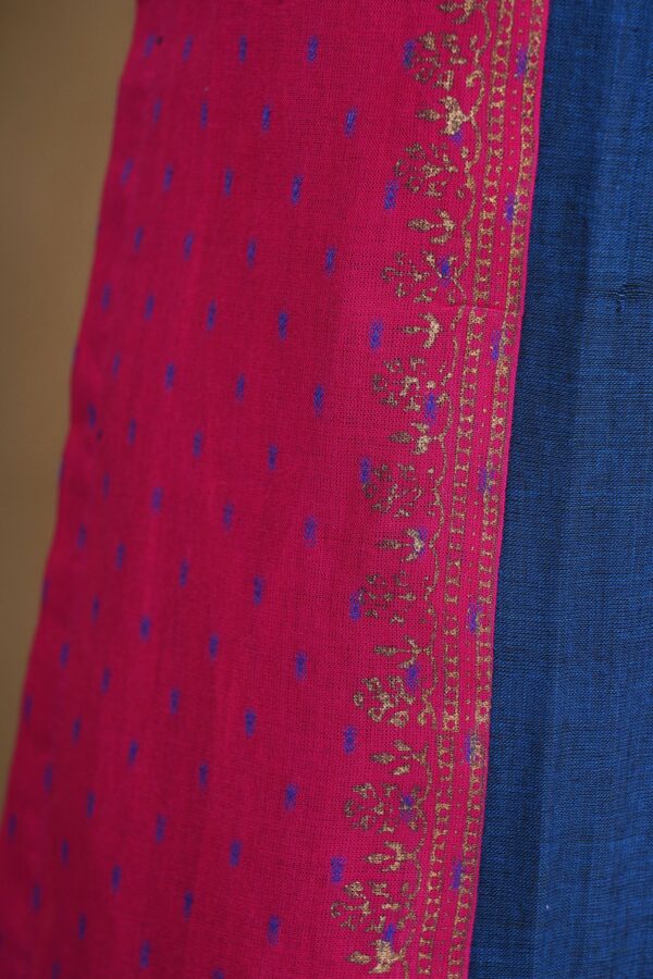 Blue and pink floral design top with blue bottom and pink shawl kurti - Image 6