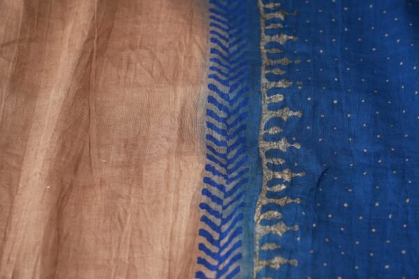 Blue design top with blue bottom and beige shawl kurti - Image 6