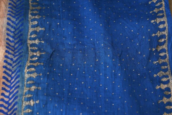 Blue design top with blue bottom and beige shawl kurti - Image 7