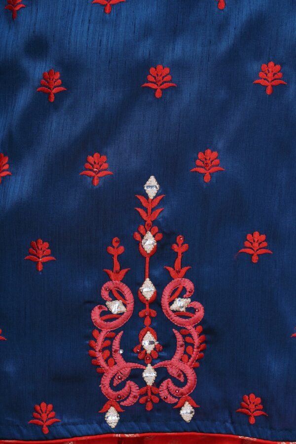Blue design top with red bottom with red ad blue shawl kurti - Image 4
