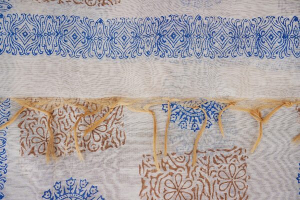 Blue floral top with half white bottom kurti - Image 4