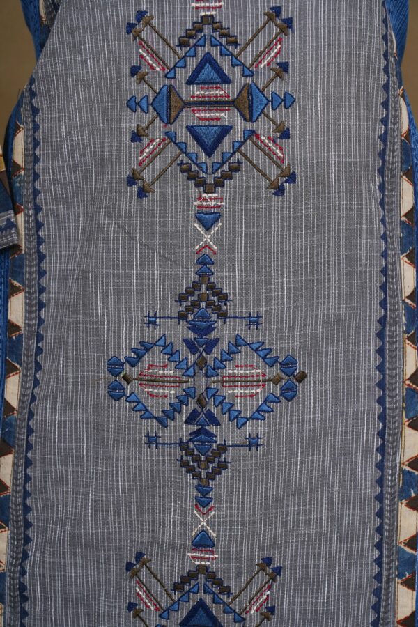 Blue grey design top with dark blue bottom and blue shawl kurti - Image 4