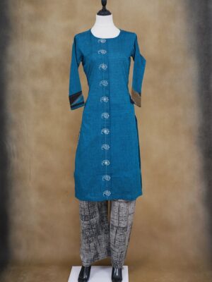 Blue top with grey bottom kurti