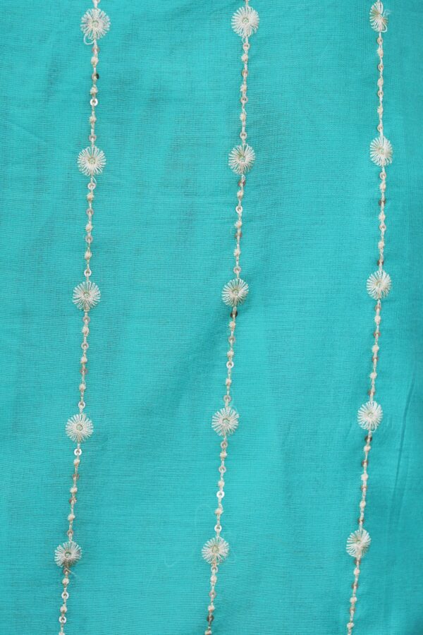 Blue top with white bottom and netted shawl kurti - Image 3