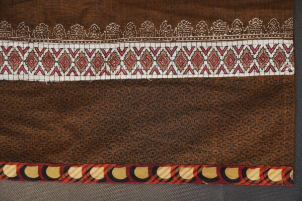Brown deisgn top with checked white bottom and white and shawl kurti - Image 5