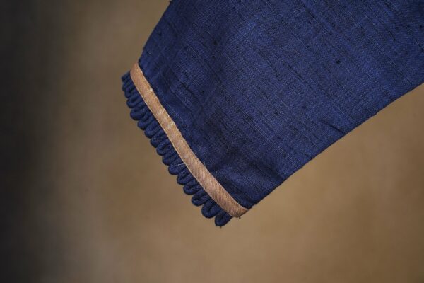 Dark blue floral design with dark blue bottom and beige shawl kurti - Image 5