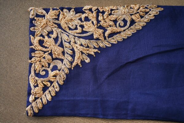 Dark blue top with beige bottom and kalamkari shawl kurti - Image 4