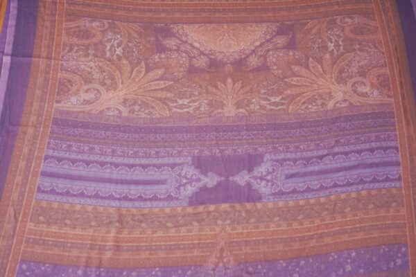 Dark blue top with beige bottom and lavender shawl kurti - Image 5