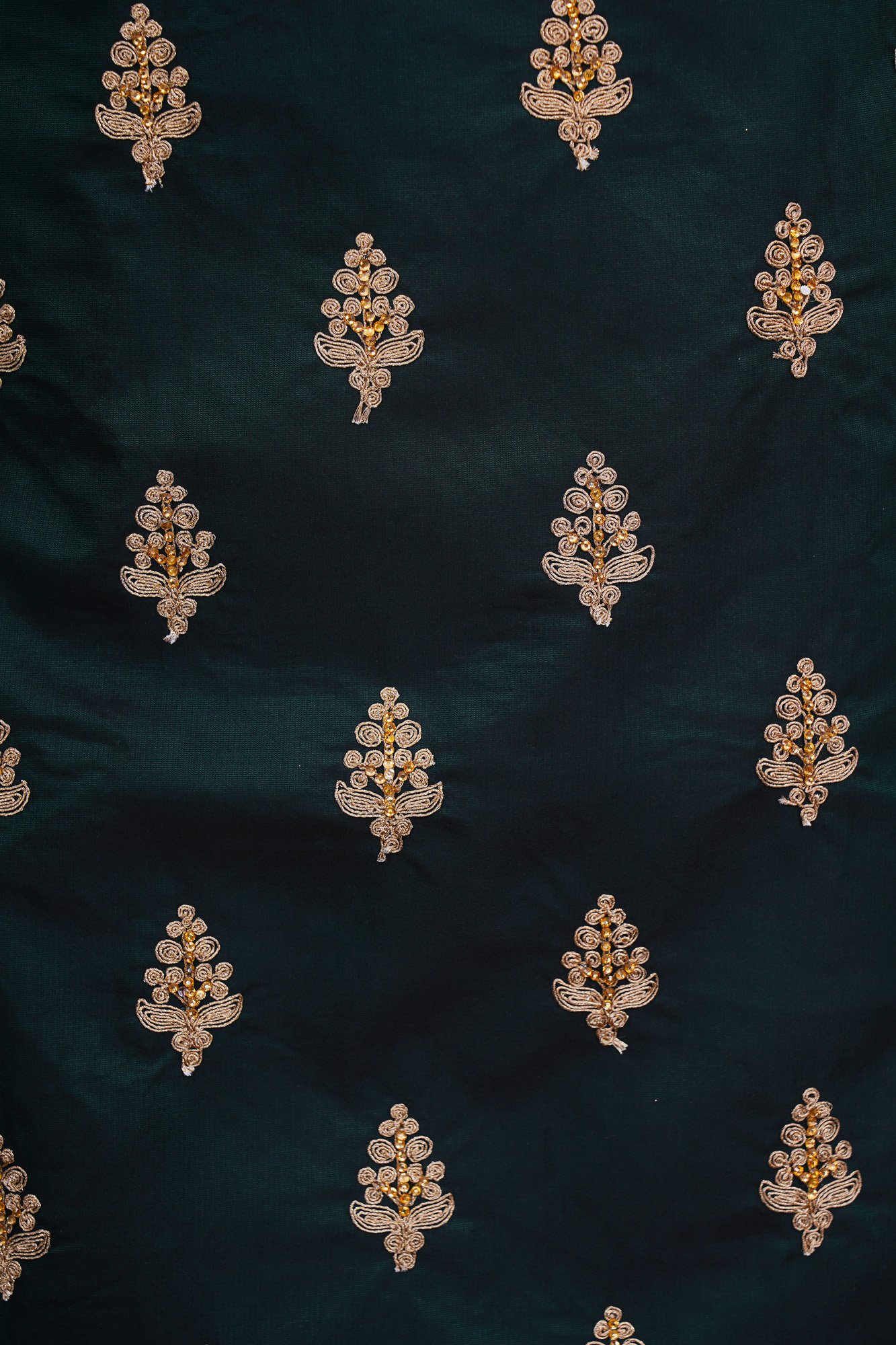 Dark green top with dark green bottom and red shawl kurti - Image 5