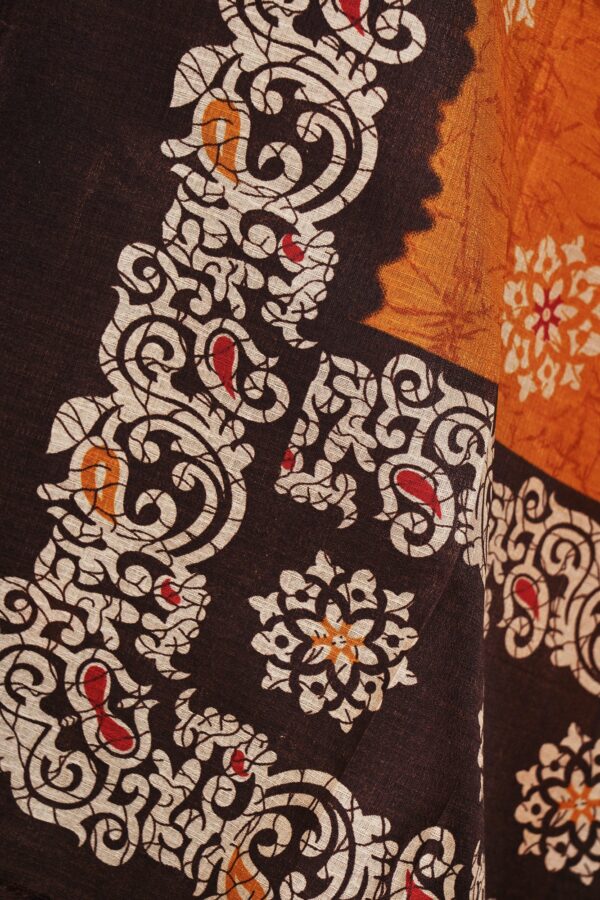 Dark maroon top with dark maroon bottom and brown orange shawl kurti - Image 3
