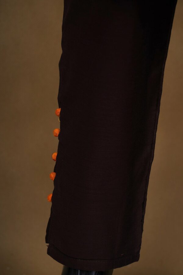 Dark maroon top with dark maroon bottom and brown orange shawl kurti - Image 5