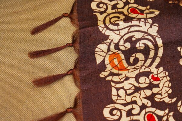Dark maroon top with dark maroon bottom and brown orange shawl kurti - Image 6