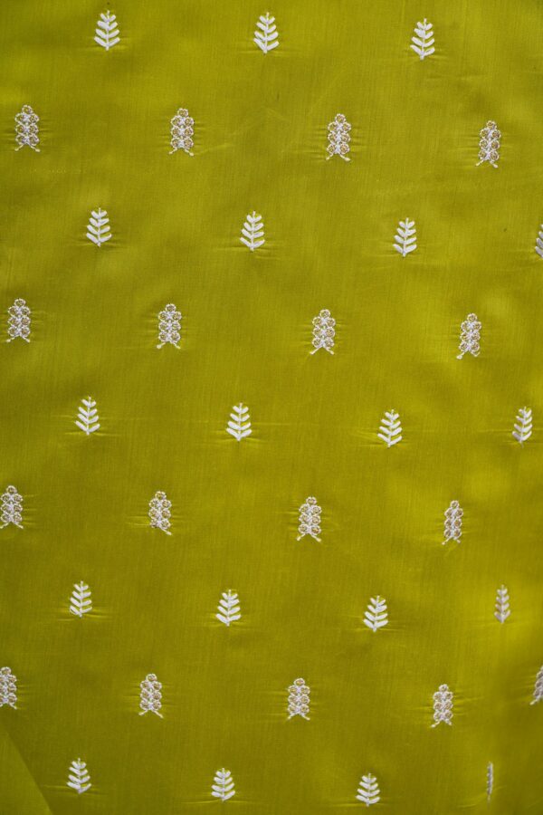 Green design top with white bottom and netted shawl kurti - Image 4