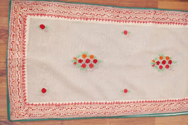 Green top with white bottom and white shawl kurti - Image 5