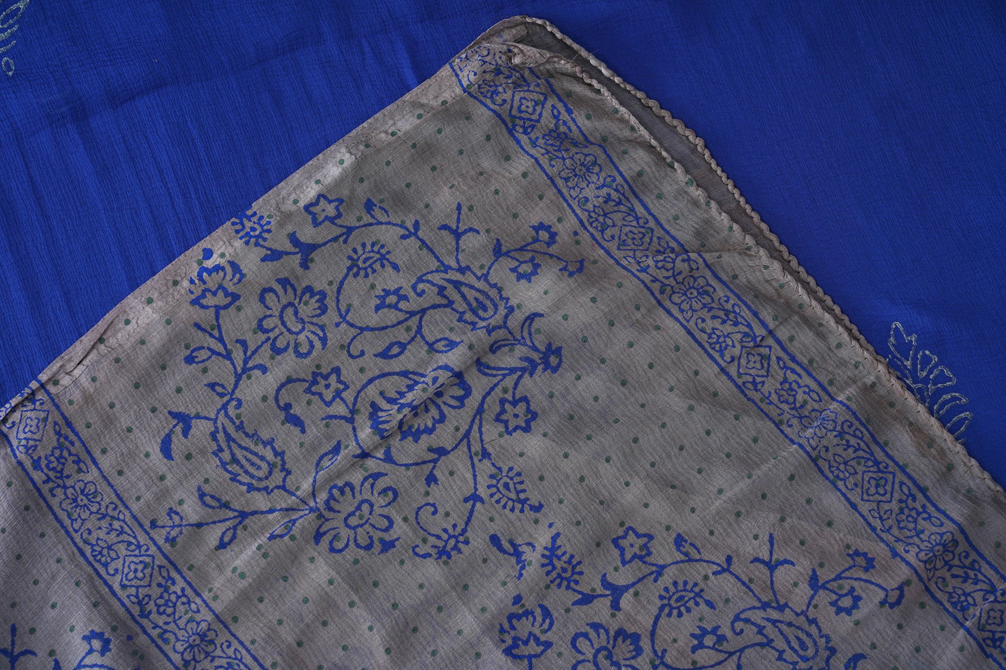 Grey and blue design top with blue bottom and blue shawl kurti - Image 5