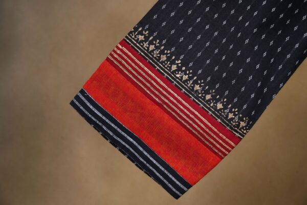 Grey and red design top with black bottom and grey shawl kurti - Image 4